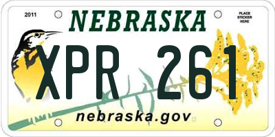 NE license plate XPR261