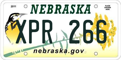 NE license plate XPR266