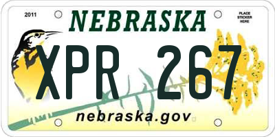 NE license plate XPR267
