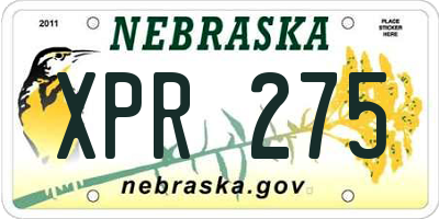 NE license plate XPR275