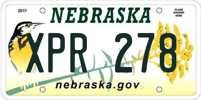 NE license plate XPR278