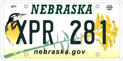 NE license plate XPR281