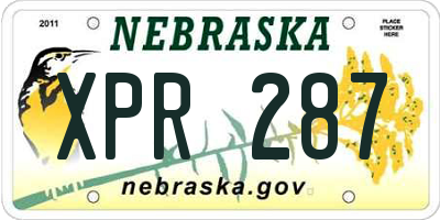 NE license plate XPR287