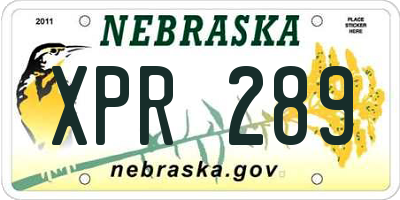 NE license plate XPR289