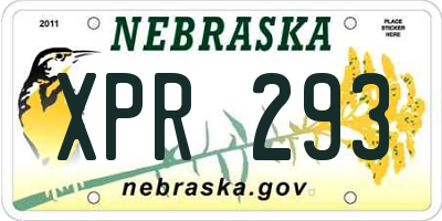 NE license plate XPR293