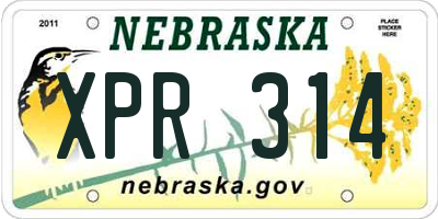 NE license plate XPR314