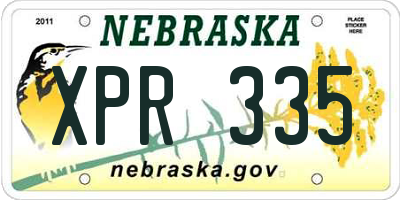 NE license plate XPR335