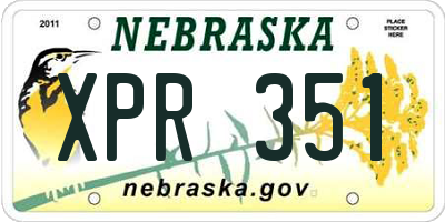 NE license plate XPR351