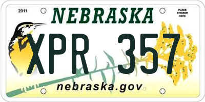 NE license plate XPR357