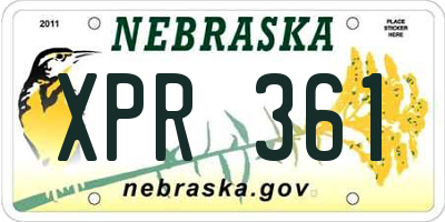 NE license plate XPR361
