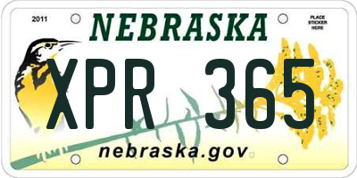 NE license plate XPR365
