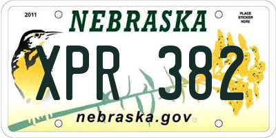 NE license plate XPR382