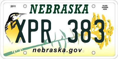 NE license plate XPR383