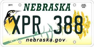 NE license plate XPR388