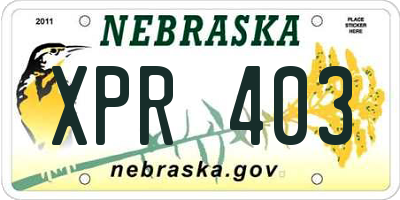NE license plate XPR403