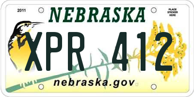 NE license plate XPR412