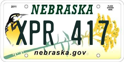 NE license plate XPR417