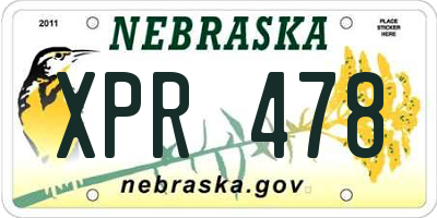 NE license plate XPR478