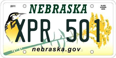 NE license plate XPR501
