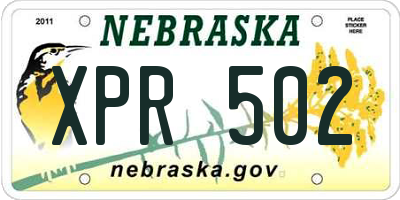 NE license plate XPR502