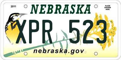 NE license plate XPR523