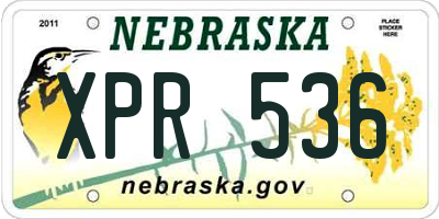NE license plate XPR536