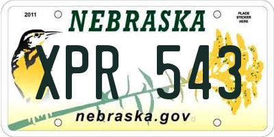 NE license plate XPR543