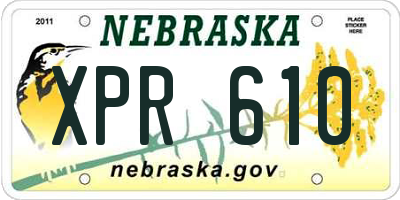 NE license plate XPR610