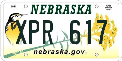 NE license plate XPR617
