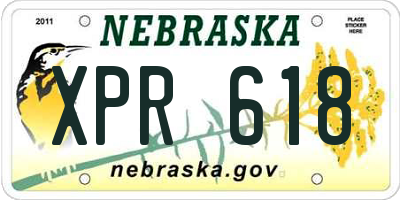 NE license plate XPR618