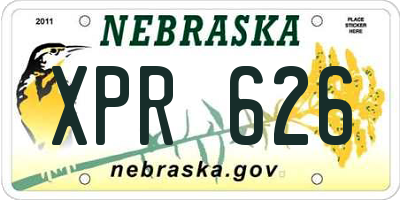 NE license plate XPR626