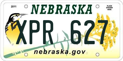 NE license plate XPR627