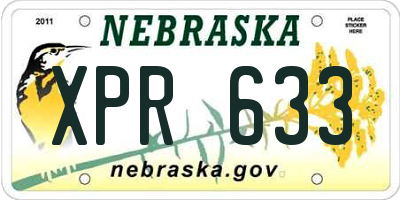 NE license plate XPR633