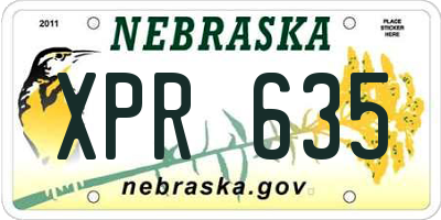 NE license plate XPR635