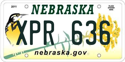 NE license plate XPR636