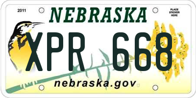 NE license plate XPR668