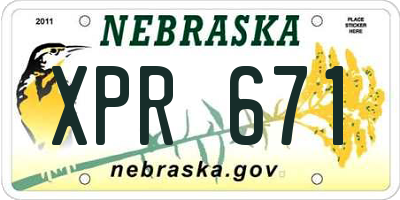 NE license plate XPR671