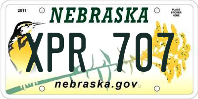 NE license plate XPR707