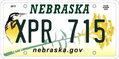 NE license plate XPR715