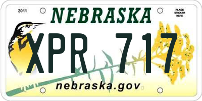 NE license plate XPR717