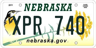 NE license plate XPR740