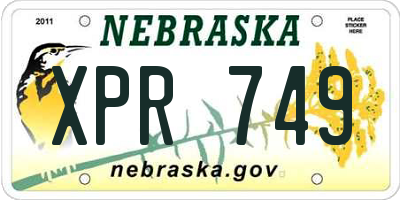 NE license plate XPR749