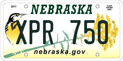 NE license plate XPR750
