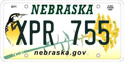 NE license plate XPR755