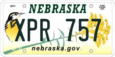 NE license plate XPR757