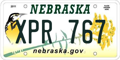 NE license plate XPR767