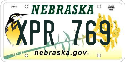 NE license plate XPR769