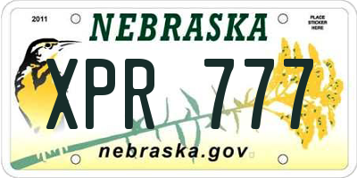 NE license plate XPR777