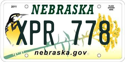 NE license plate XPR778