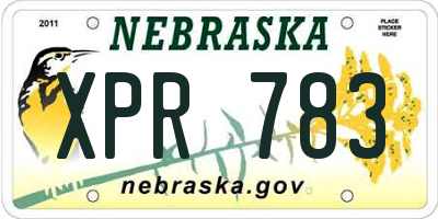 NE license plate XPR783